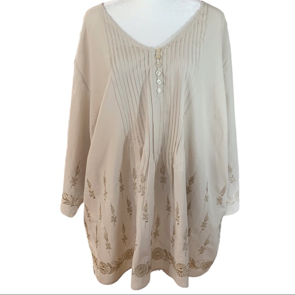 Catherine’s Khaki Gathered Front Light Tunic- 4X - Picture 2 of 8